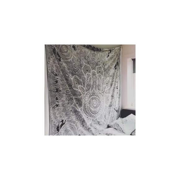 Full/Queen HAMSA Grey White Tapestry Wall Hanging Bedding Bohemian Boho Style - Picture 9 of 10